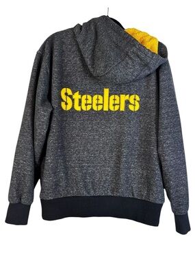 NFL Pro Line Sherpa Lined Steelers Full Zip Hoodie Jacket Gray Sweatshirt Size L